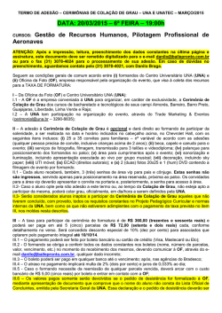 DATA: 20/03/2015 &ndash; 6&ordf; FEIRA &ndash; 19:00h CURSOS: Gest&atilde;o de