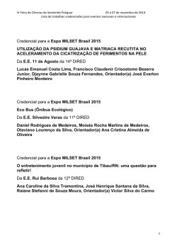 Lista de Trabalhos Credenciados para Eventos Nacionais e