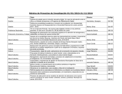 n&oacute;mina de proyectos de investigaci&oacute;n 2015-2016