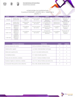LICENCIATURA EN GASTRONOM&Iacute;A PLANTILLA DOCENTE