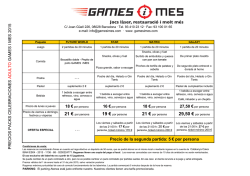 Precios celebraciones 2015