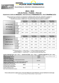 2014 / 2015 Lista de Precios &ndash; Preisliste &ndash; Price List