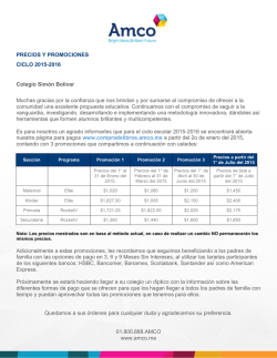 PRECIOS Y PROMOCIONES CICLO 2015