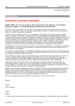 Decret de preus - DOGC - Generalitat de Catalunya