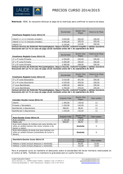 Precios 2014-2015 - Laude Fontenebro School
