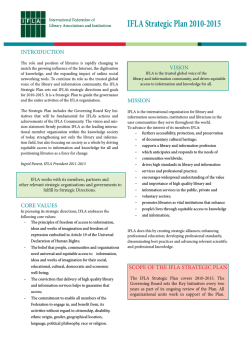 IFLA Strategic Plan 2010