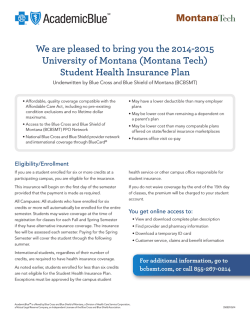 Student Health Insurance Plan - Montana Tech of the University of