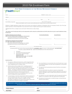 2015 Plan Enrollment - East Ohio Conference of The United