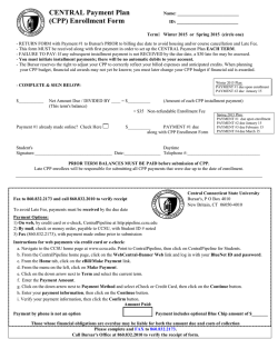CENTRAL Payment Plan (CPP) Enrollment Form