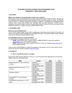 UC IRVINE 2014-2015 STUDENT HEALTH INSURANCE PLAN