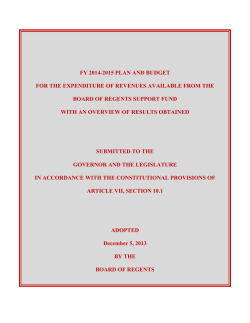 FY 2014-2015 PLAN AND BUDGET FOR THE EXPENDITURE OF