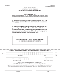 declination of premium option plan (pop) for plan year 2015