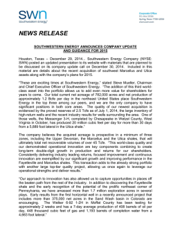 Southwestern Energy Announces Company Update and Guidance