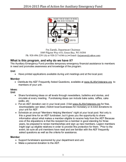 2014-2015 Plan of Action for Auxiliary Emergency Fund