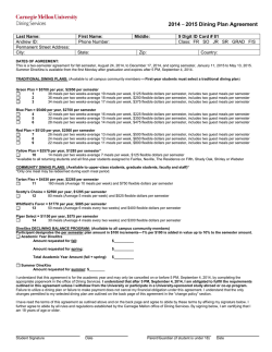 2014 &ndash; 2015 Dining Plan Agreement