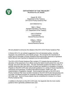 2014-2015 Priority Guidance Plan