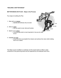 &ldquo;BUILDING A BETTER BIGGS&rdquo; BETTER BIGGS 2015 PLAN &ndash; Steps