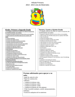 Hillside Primaria 2014 - 2015 Lista de Materiales Formas
