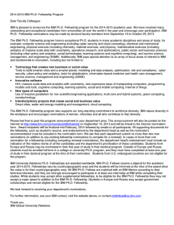 2014-2015 IBM Ph.D. Fellowship Program Dear Faculty Colleague