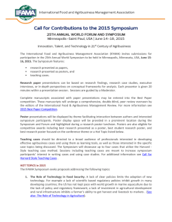 Call for Contributions to the 2015 Symposium