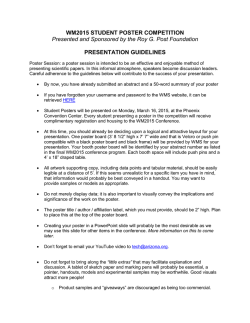WM2015 STUDENT POSTER COMPETITION Presented and