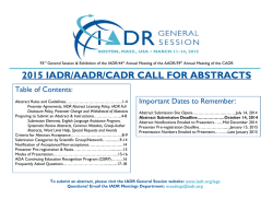 2015 IADR/AADR/CADR CALL FOR ABSTRACTS