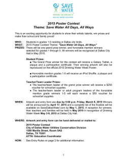 2015 Poster Contest Theme: Save Water All Days, All Ways