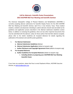 Call for Abstracts- Scientific Poster Presentations 2015 AOCPMR