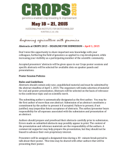 Abstracts at CROPS 2015 &ndash; DEADLINE FOR