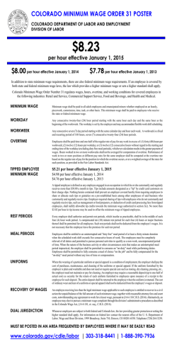 COLORADO MINIMUM WAGE ORDER 31 POSTER