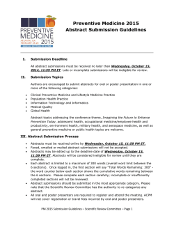 Preventive Medicine 2015 Abstract Submission Guidelines