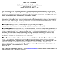 Call for Poster Presentations 2015 Poster Presentation for SCAPTA