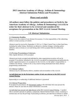 Abstract Submission Guidelines 2015