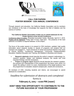 Poster Session - the California Dietetic Association!