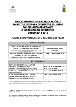 procedimiento de matriculaci&oacute;n y solicitud de plaza de nuevos
