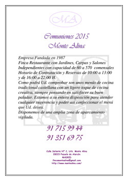 Consulta nuestros men&uacute;s especiales para Comuniones 2015.