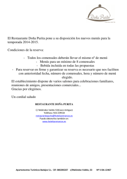 El Restaurante Do&ntilde;a Purita pone a su disposici&oacute;n los nuevos