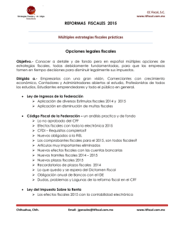 REFORMAS FISCALES 2015 M&uacute;ltiples estrategias fiscales