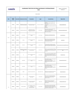 CALENDARIO DE FERIAS INTERNACIONALES Y