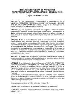 REGLAMENTO FERIA Plaza 2015 - i. municipalidad de quillon