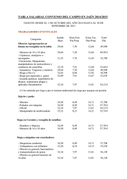 TABLA SALARIAL CONVENIO DEL CAMPO EN JA&Eacute;N 2014/2015