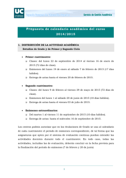 Calendario Acad&eacute;mico 2014/15