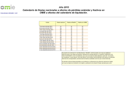 A&ntilde;o 2015 Calendario de fiestas nacionales a efectos de