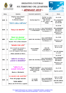 GENNAIO 2015 - Calendario eventi Q.re Borgo P
