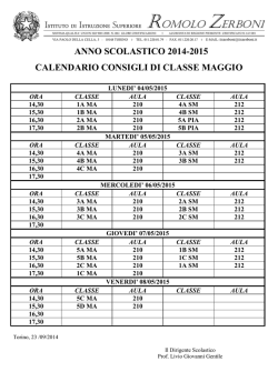 ANNO SCOLASTICO 2014-2015 CALENDARIO CONSIGLI DI