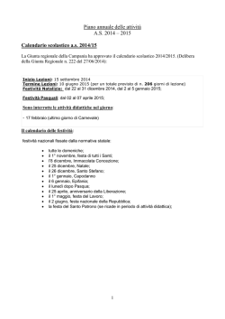 Piano annuale delle attivit&agrave; A.S. 2014 &ndash; 2015 Calendario
