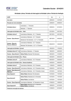 Calend&aacute;rio Escolar &ndash; 2014/2015