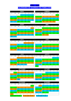 A&Ntilde;O 2015 CALENDARIO DE GUARDIAS DE:TOMELLOSO