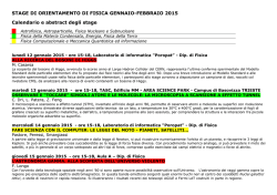 STAGE DI ORIENTAMENTO DI FISICA GENNAIO