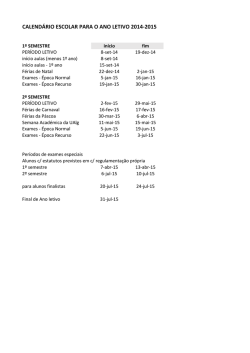 CALEND&Aacute;RIO ESCOLAR PARA O ANO LETIVO 2014-2015